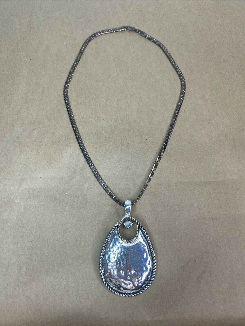 5 for‎ $25🔥Roman Silver Toned Hammered Pendant Necklace & Chain